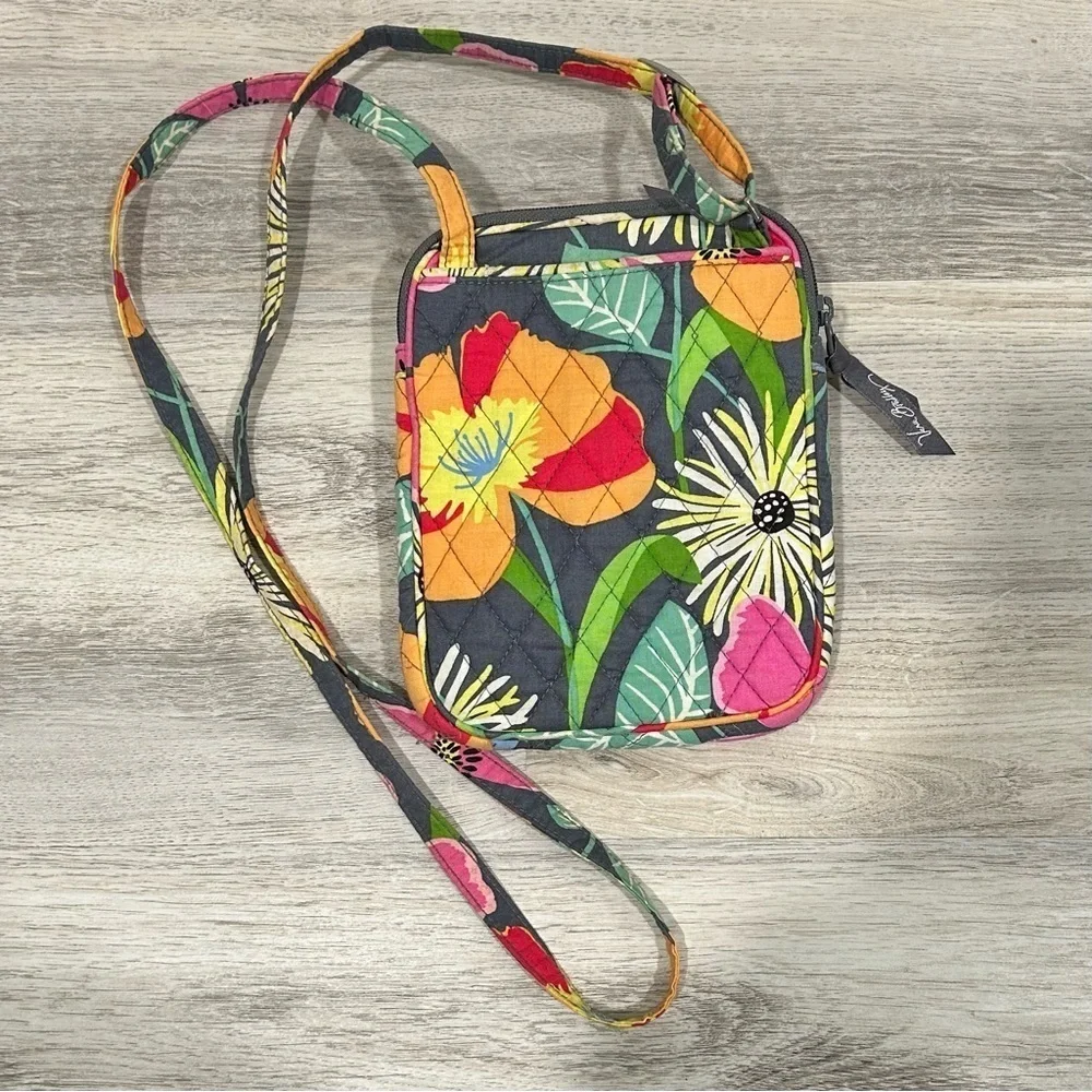 Vera Bradley Jazzy Blooms Bright Small Multi Compartment Crossbody Bag Purse